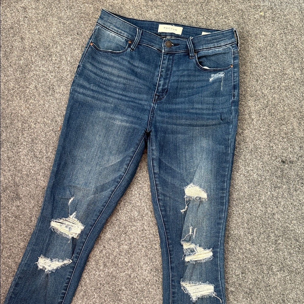 PacSun Dark Blue Distressed Skinny Jeans